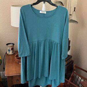 Women’s Sz. L Zenana T-Shirt Drop Cut Casual Dress ¾ Sleeves